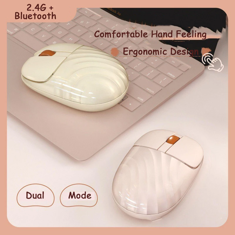 

Wireless 2.4G Bluetooth Dual Mode Connection Silent Rechargeable Female Office Desktops Laptops Universal Mouse Ergonomic Design