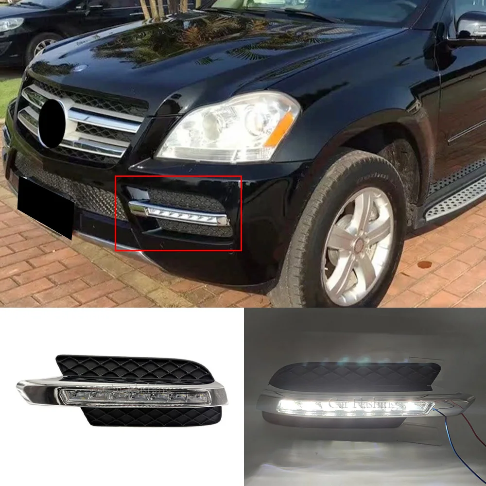 For Mercedes Benz X164 GL320 GL350 GL450 GL550 DRL Fog light Front Bumper LED Daytime Running Light Fog lamp cover