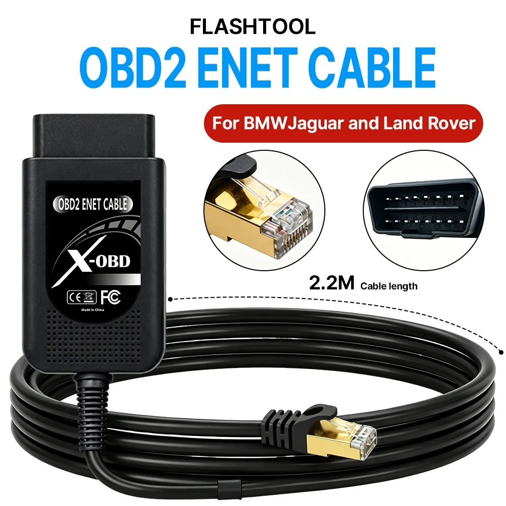 ENET OBD2 Adapter for BMW F G Series & Jaguar Land Rover–DOIP with BimmerCode E-SYS ISTA Bootmod3 – Gold Plated 2.2m Pure Copper