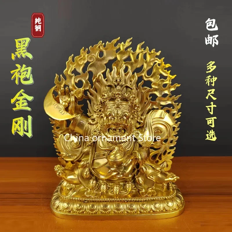 Grand Tantra en Cuivre Pur, Biographie Tibétaine, Népalaise, SeATM, Robe Noire, King Kong, Protecteur à Deux Bras, Grand Ciel Noir, Ornements Mahagala