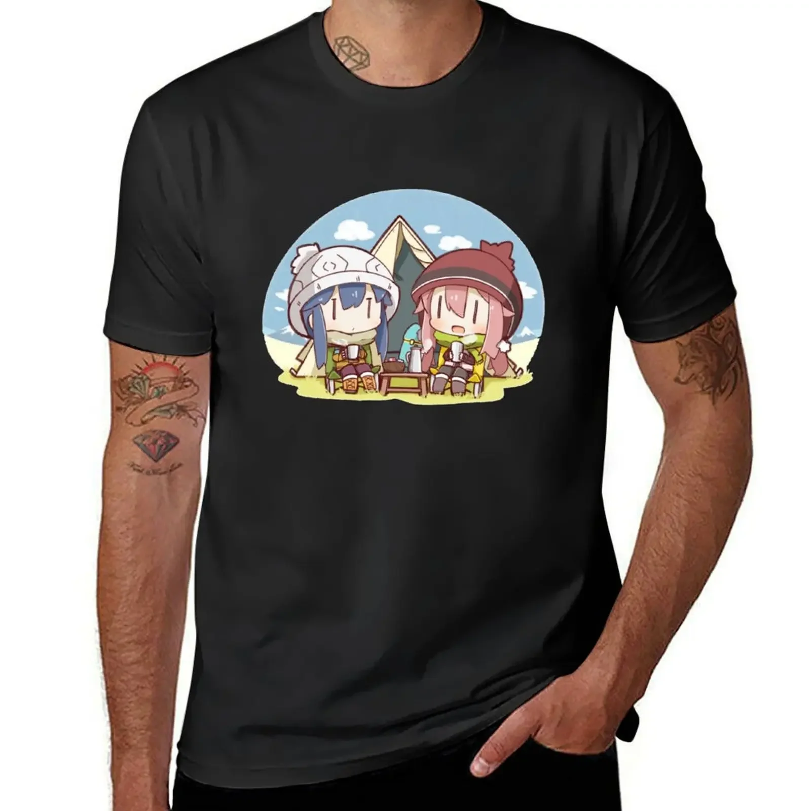 

Rin & Nadeshiko | Yuru Camp (Laid-Back Camp) T-Shirt plus sizes summer top summer tops designer shirts black t-shirts for men