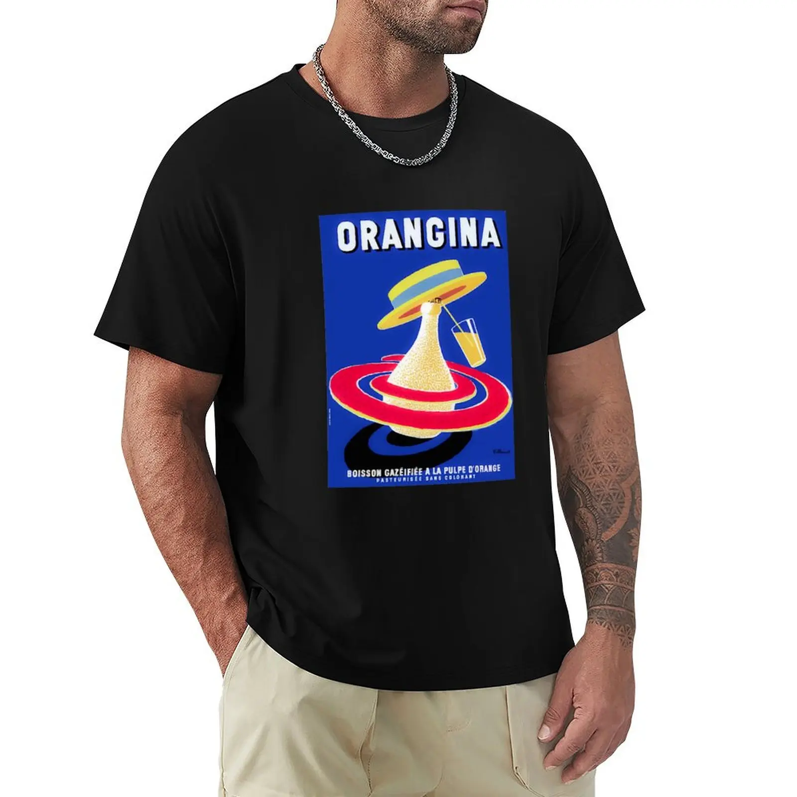 Orangina Vintage French Advert T-Shirt man t shirts cotton T-Shirt