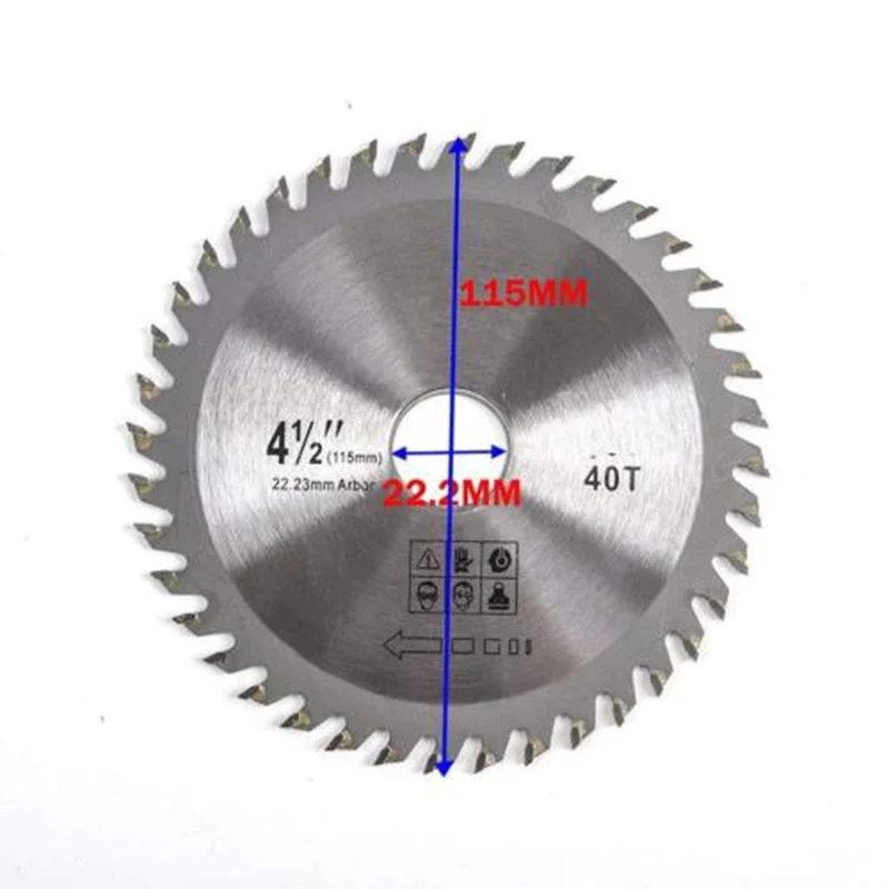 Lama per sega circolare in metallo duro da 115mm/125mm 40T disco da taglio per la lavorazione del legno per sega da tavolo in legno smerigliatrice angolare lama per sega da 4/5"