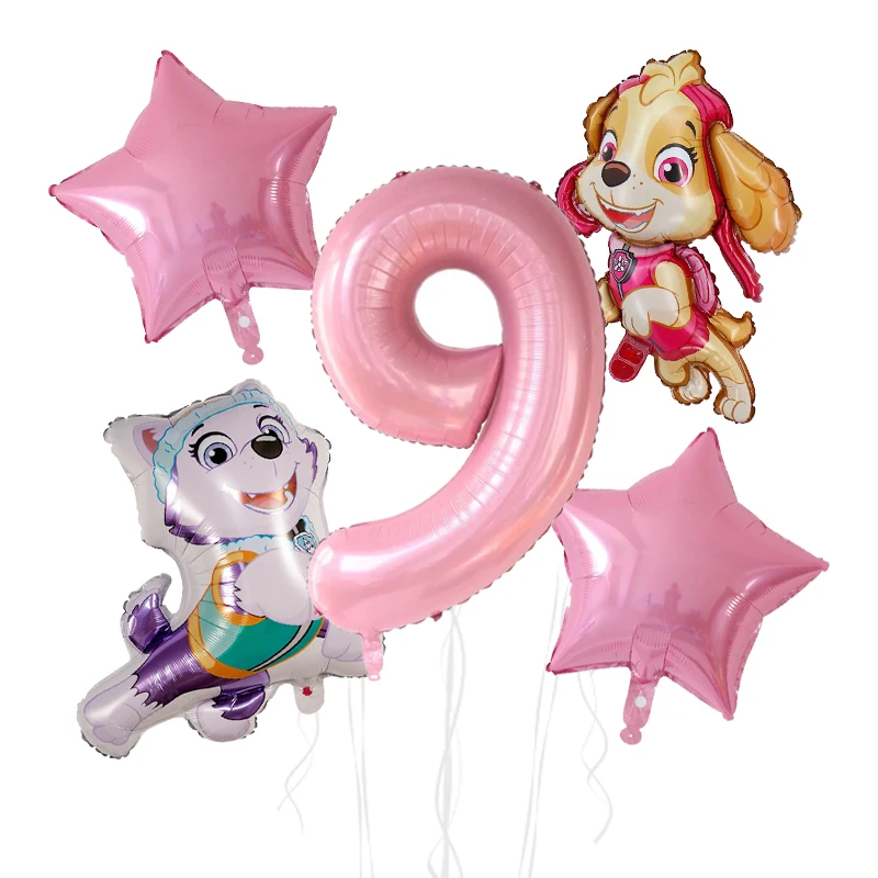 5 Stück Anime Paw Patrol Aluminiumfolienballons Set mit Zahlen für Kindergeburtstag, Partydekoration, Babyparty-Geschenke und Zubehör – Detail 10