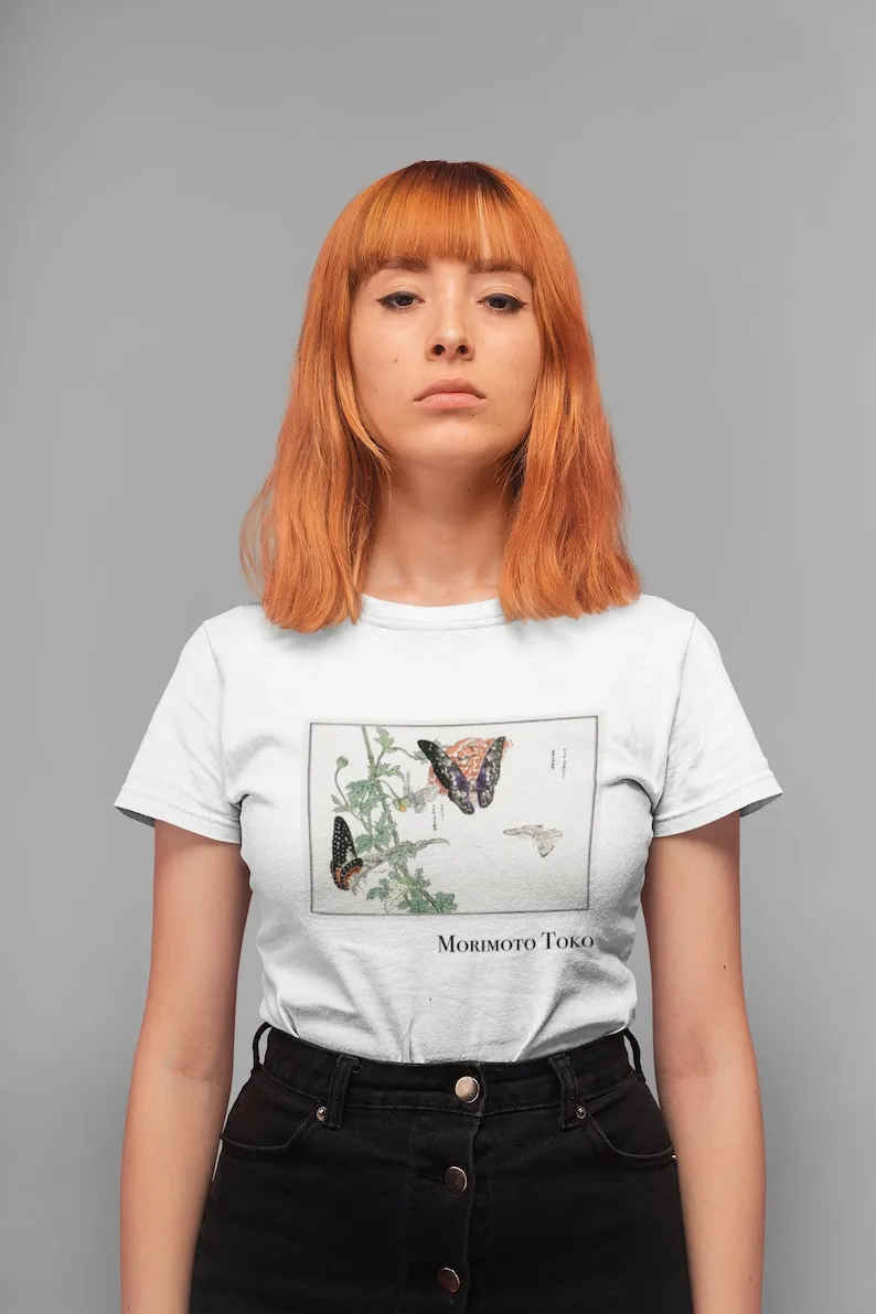 Bee and Flower Illustration Unisex T Shirt