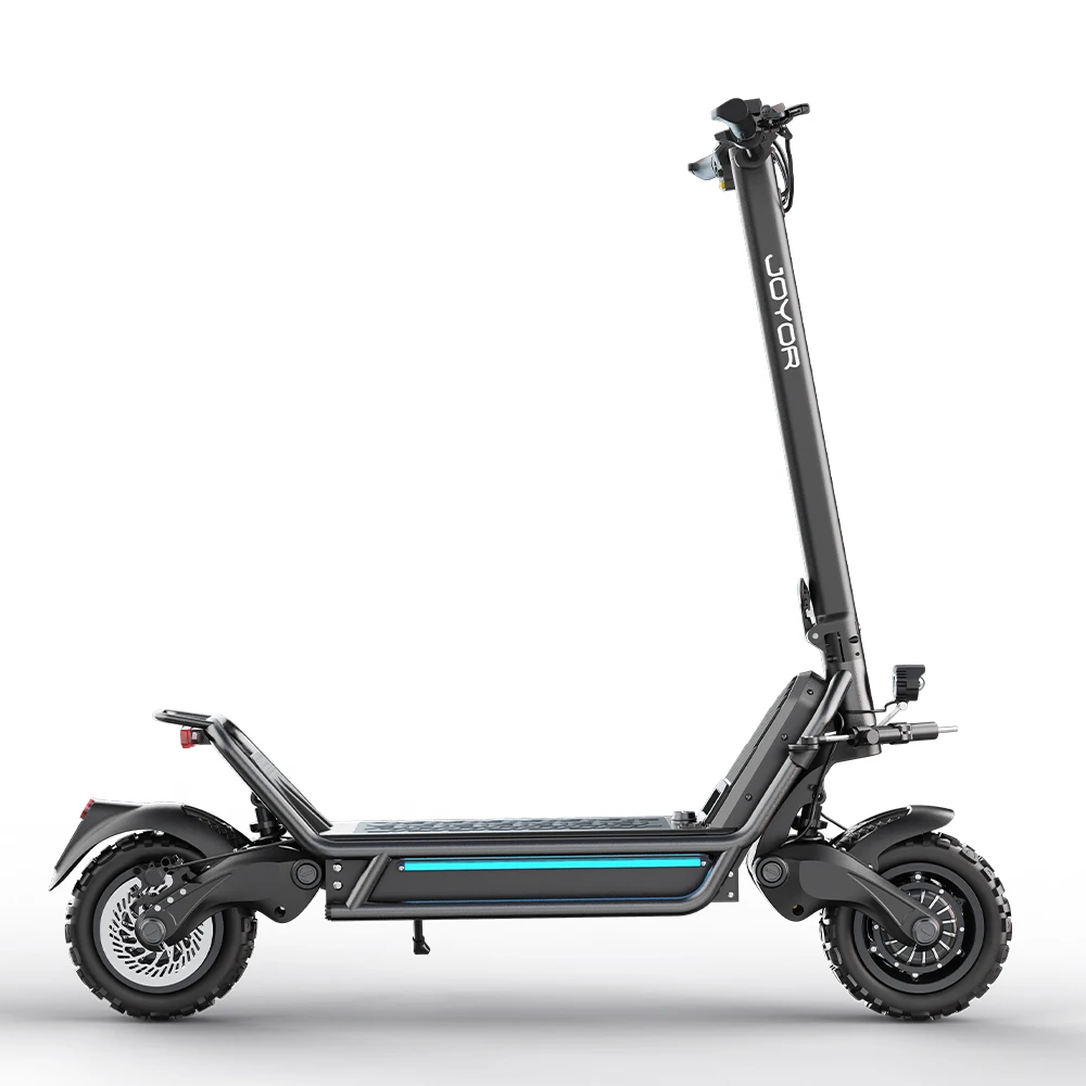 Joyor E6-S d'origine, directement de l'usine – freins à disque hydrauliques avant/arrière, charge de 120 kg, étanchéité IP54, 80 km/h – puissance de freinage fiable.