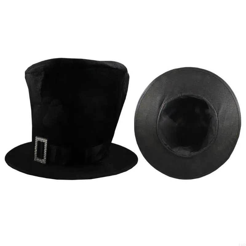 

340D Buckle Belt Flat Top Hat Magician Hat Music Festival Caps Stage Props Headdress