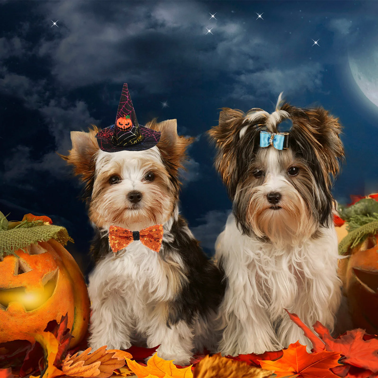 

1Set Hat Bow Tie Adjustable Soft Comfortable Skin-Friendly Halloween Pet Collar Costume Decoration Photo Prop