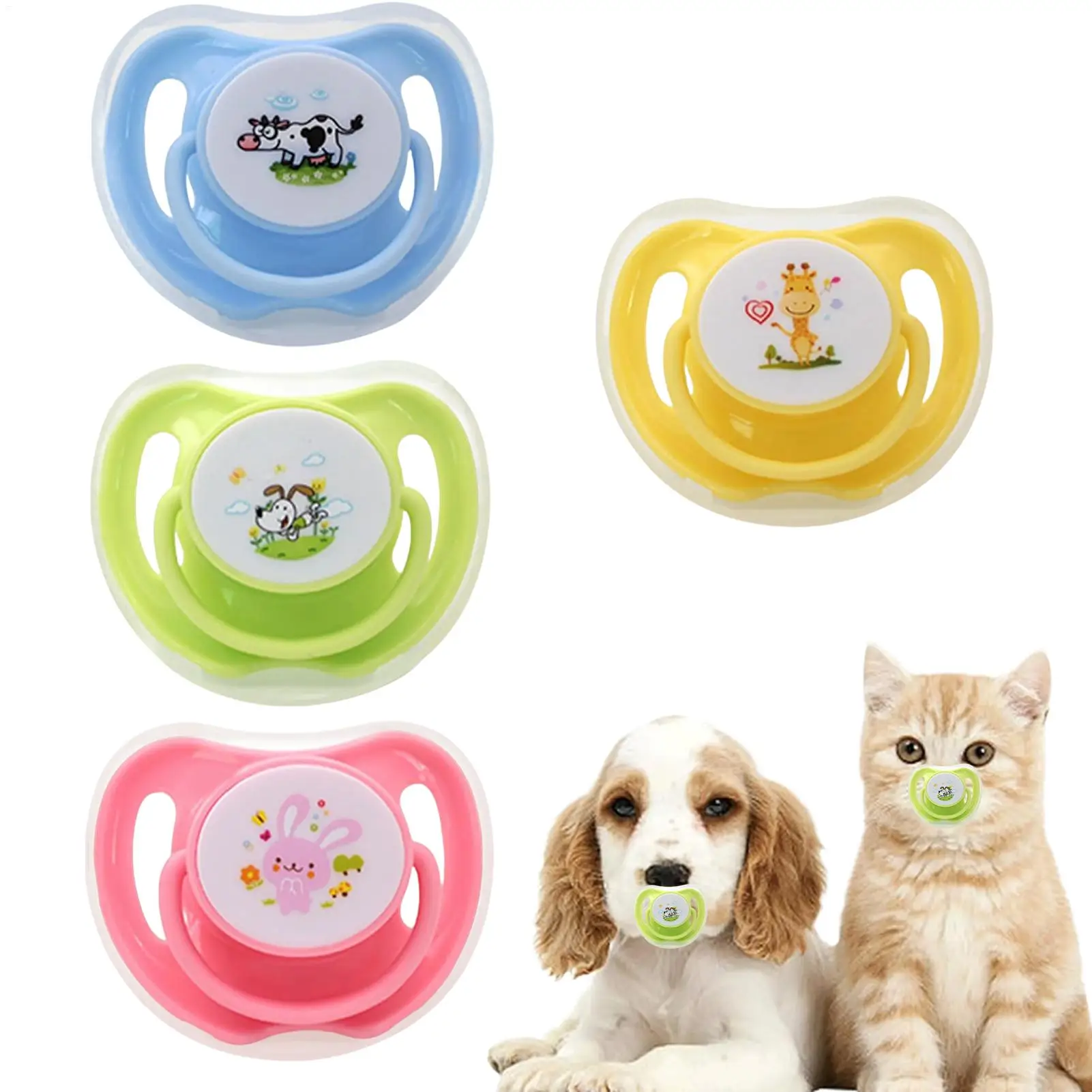 Katzen-Schnuller-Beißspielzeug, 4 Stück, Schmetterlingsform, Silikon-Kauspielzeug mit Abdeckung für Kätzchen, Welpen, beruhigendes Kauen, Linderung