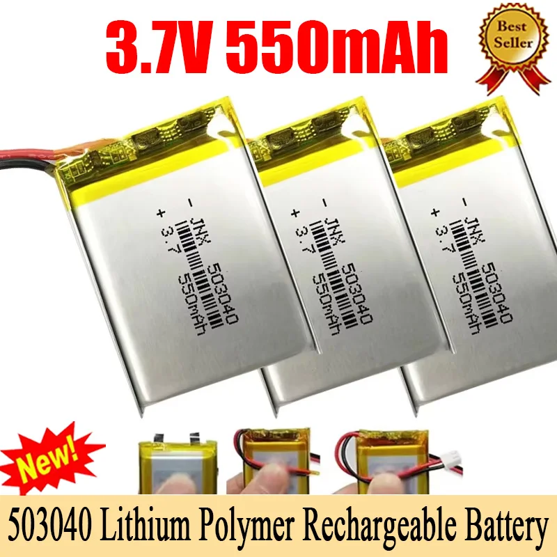 Lipo 503040 Lithium Battery 3.7V 550mAh Polymer Batteries for Speaker Bluetooth Headset Communication Digital Rechargeable Cell