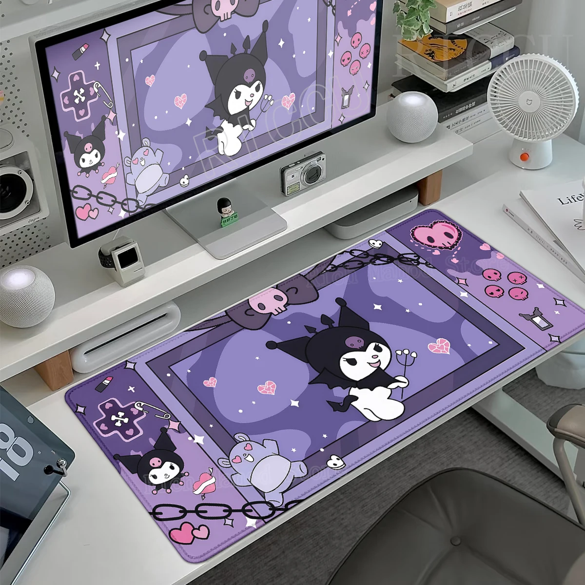 Kuromi Goth Kawaii Large Mouse Pad 90x40cm Black PC Keyborad Non-Slip Desk Mat  XXL Gamer Tablemat HD Keyboard Extended Mousepad