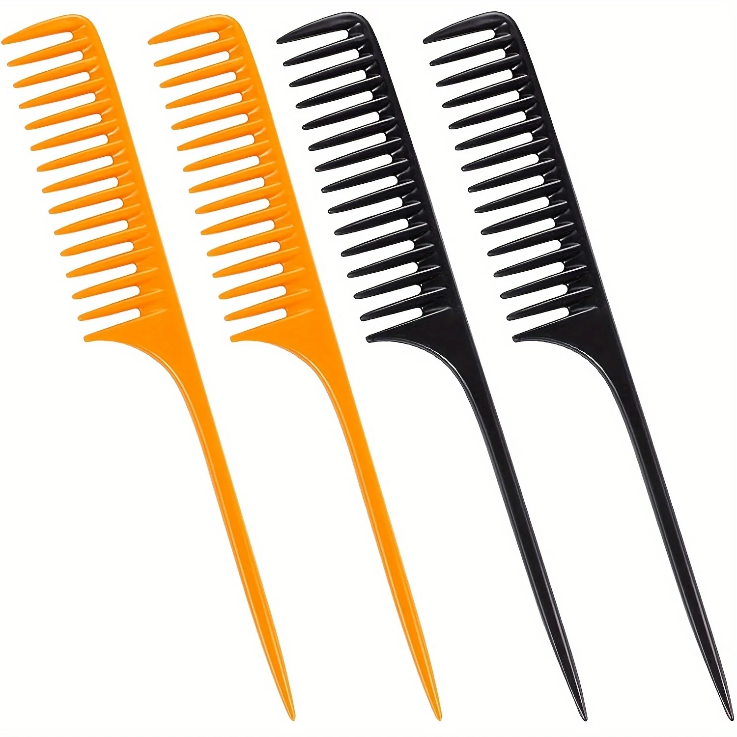 4-Pack Wide-Tooth Pointed Tail Comb, Dual-Purpose Wide-Tooth Pointed Tail Comb, Hair Sectioning Comb, Portable Hair Styling Tool