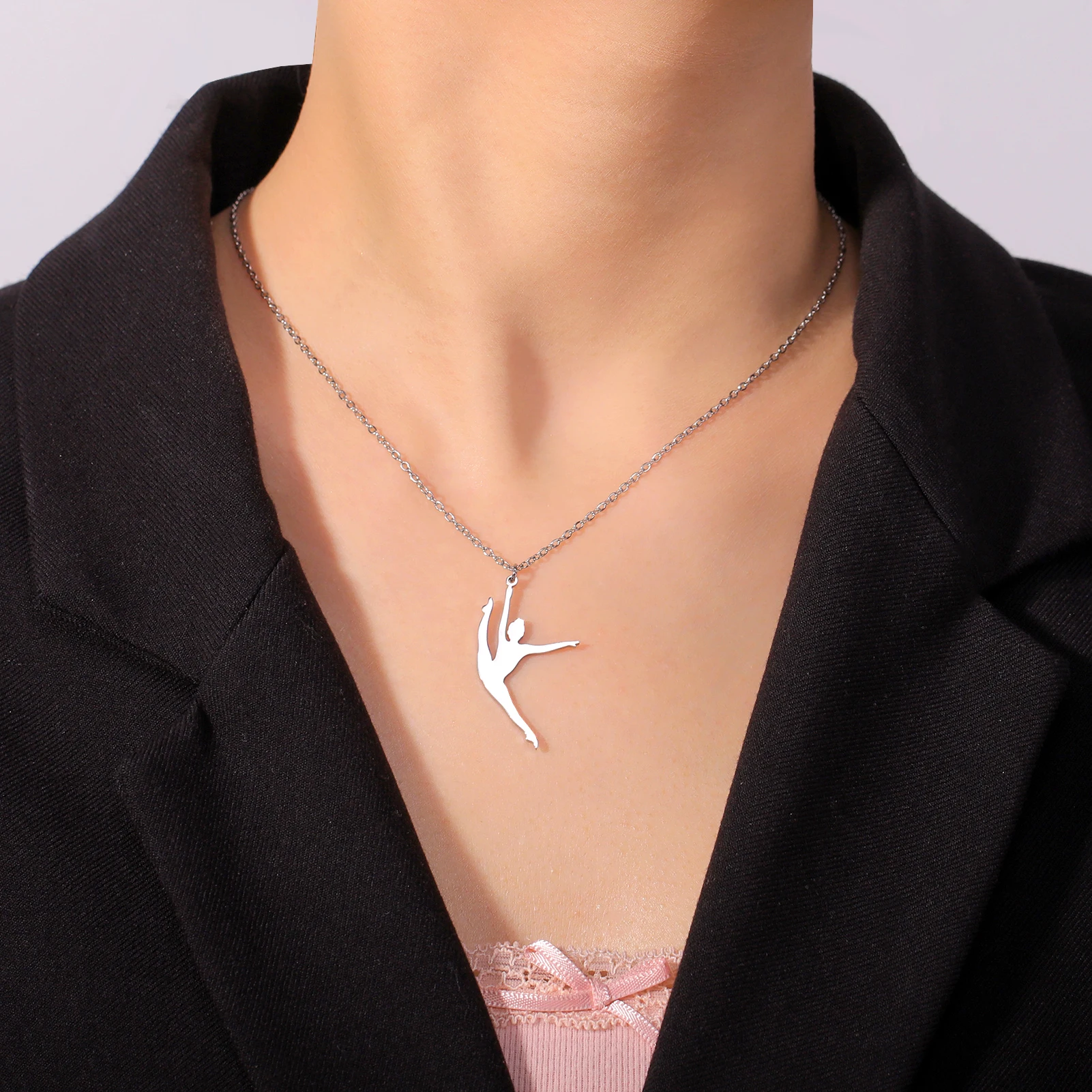 COOLTIME Halskette mit Anhänger für rhythmische Gymnastik, Edelstahl, Trend-Turnerin, Sport-Tänzerin-Halskette, Schmuck, Geschenk für Frauen – Detail 21