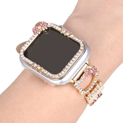 Bling Metal Cartoon Band For Apple Watch Series 987654321 38/40/41Mm Strap Girl's Birthday Gift For Iwatch 42/44/45Mm Watch Case