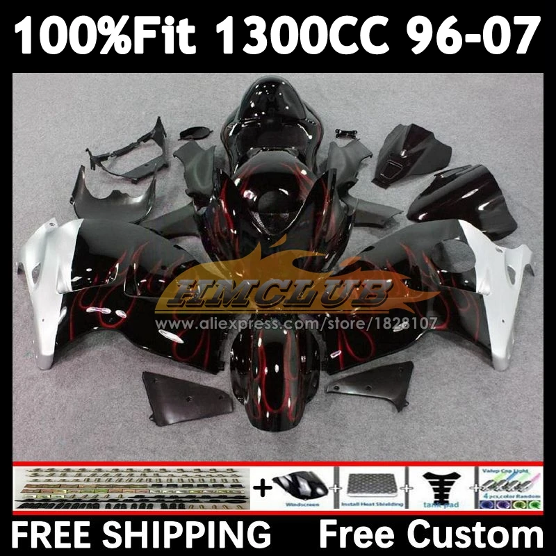 Red flames Body For SUZUKI GSXR 1300 GSXR1300 Hayabusa 96 97 98 99 00 01 36No.77 GSXR-1300 02 03 04 05 06 07 1996 2007 Fairing