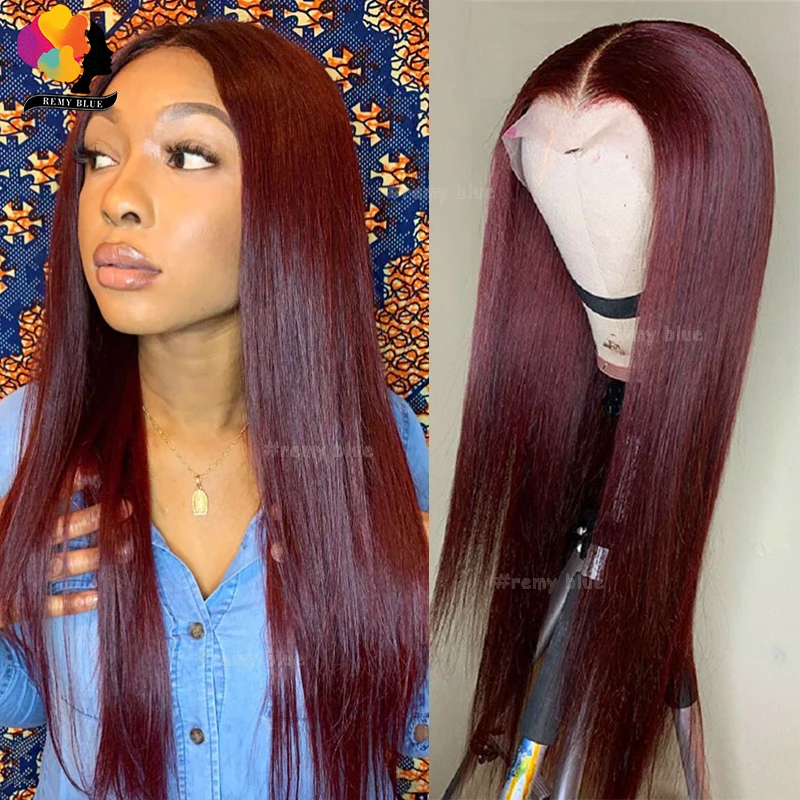 Red 99J Burgundy Colored Wigs Lace Front Human Hair Wig Pre-Plucked 13x4 13x6 Transparent Human Hair Lace Frontal Wigs for Women