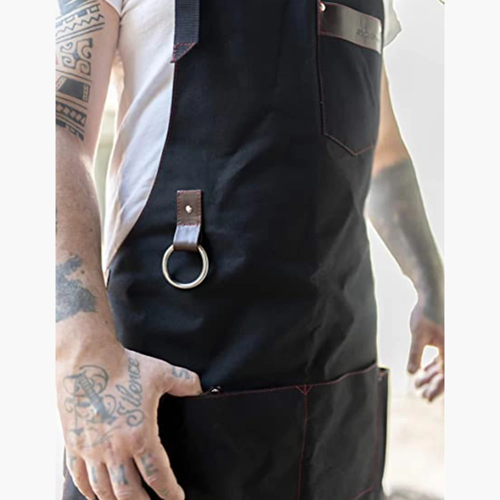 Chef Apron for Men, Canvas, Leather Fabric, Barbecue, Father Gift, Kitchen, Pros, High Quality