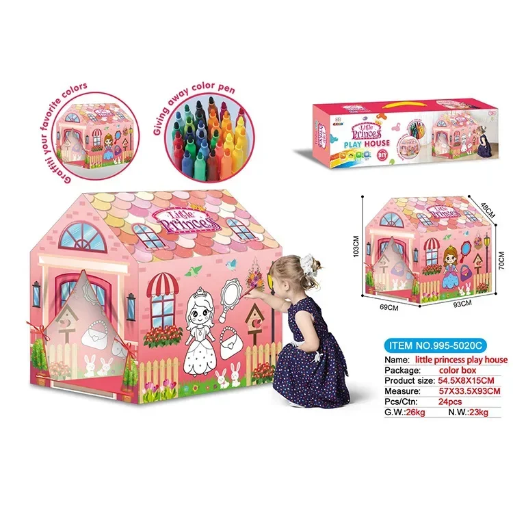 داخلي في الهواء الطلق DIY رسم خربش البيت للأطفال الأنشطة الفنية الإبداعية الأسرة الترابط التخييم الاطفال رسمت باليد خيمة اللعب #4