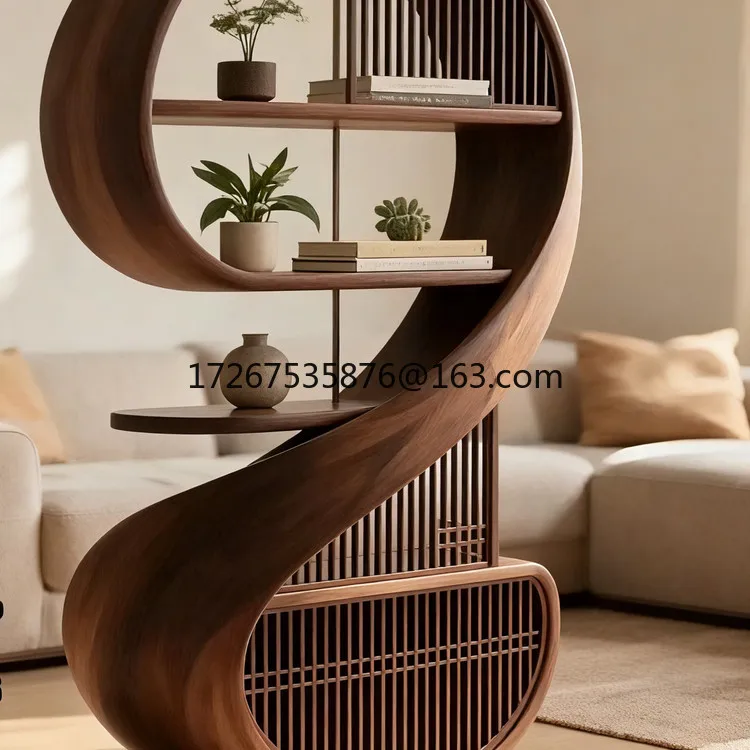 

New Chinese-style North American black walnut bookshelf Bogu shelf storage tea room display shelf modern simple storage cabinet