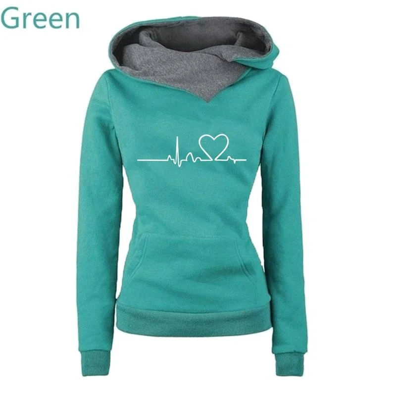 Fashion Women's Hoodie Lapel High-neck Long-sleeved Hooded Sweatshirt Casual Pullover