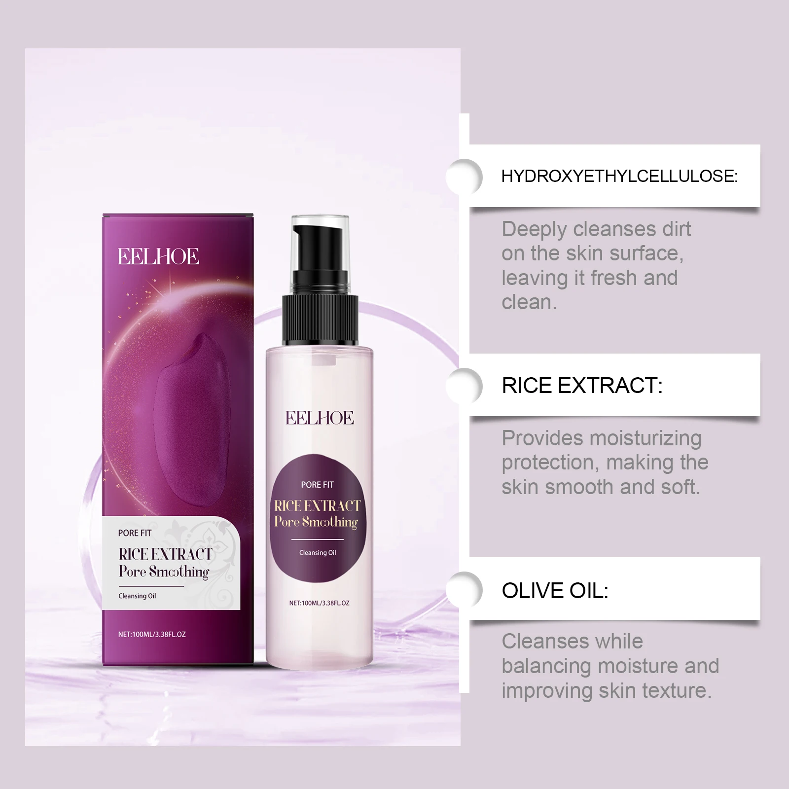 EELHOE Make-up-Entferner-Öl, sanft im Gesicht, Augen, Lippen, leicht zu emulgieren, erfrischend, sauber, nicht straffen, befeuchtet die Haut, bleibt weich