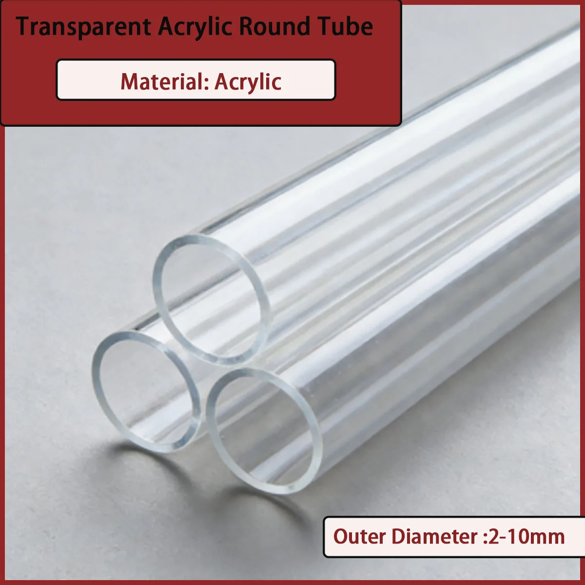 

Transparent acrylic round tube with an outer diameter of 2-10mm is used for advertising decoration, household items, etc