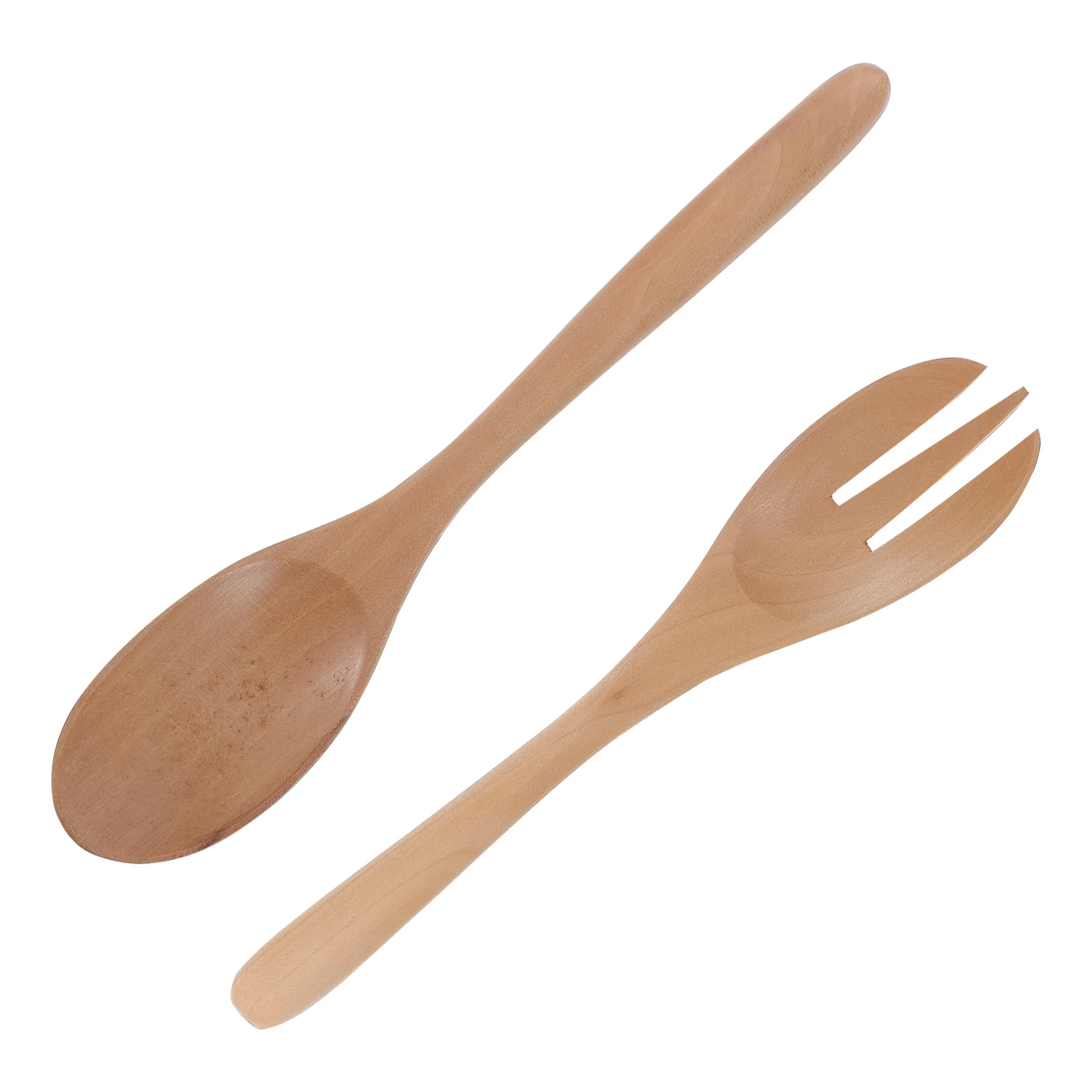 

2pcs Salad Spoon Fork Set Eco Friendly Wood Utensils Long Handle Heat Insulation Safe Food Kitchen Bar Use Home Restaurant Party