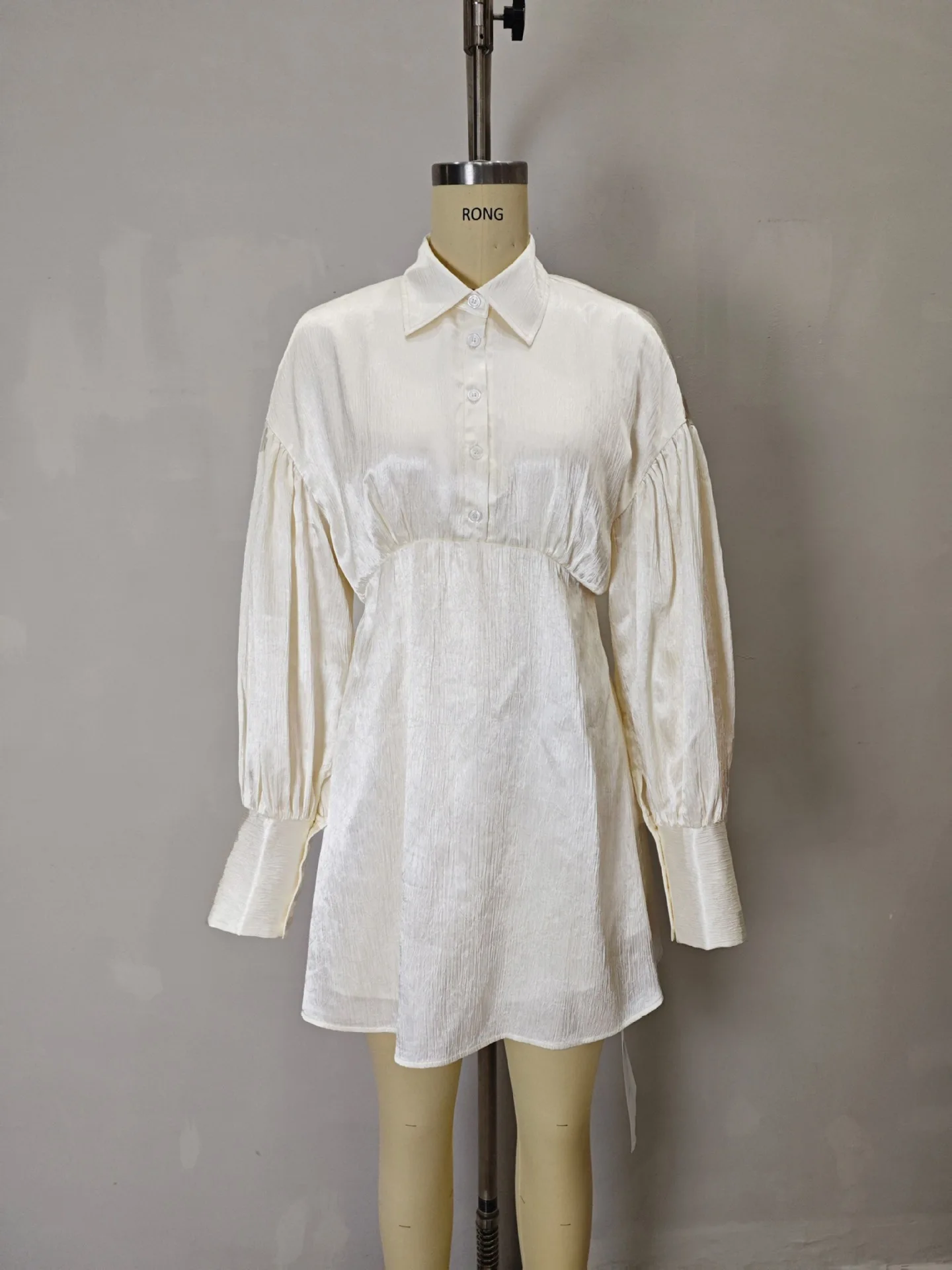 

Women Dress 2026 Spring New Solid Color Turn-Down Collar Long Sleeve Slim Fit Daily Casual Mini Shirt Dress