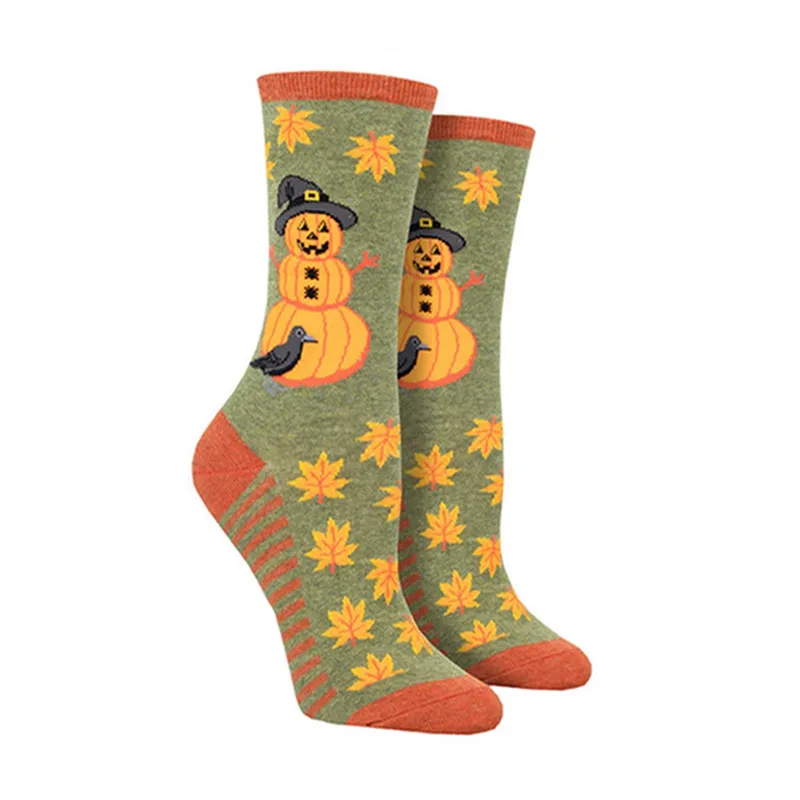 Halloween Novelty Crew Socks Pumpkins Ghost Witch Funny Colorful Socks for Women Men