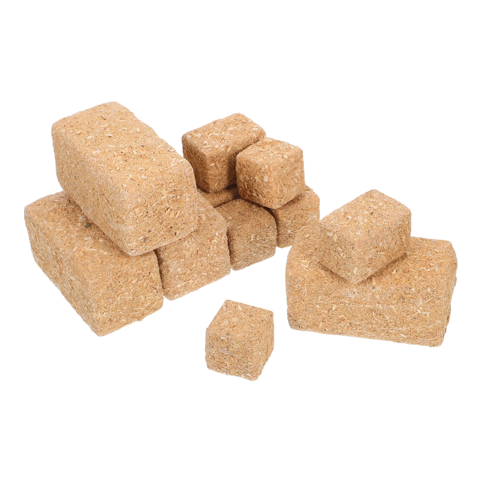 

12pcs Miniature Farm Decoration Faux Hay Bale Accessories Dollhouse Straw Stack Natural Wood Bales Fall Theme Craft Supplies