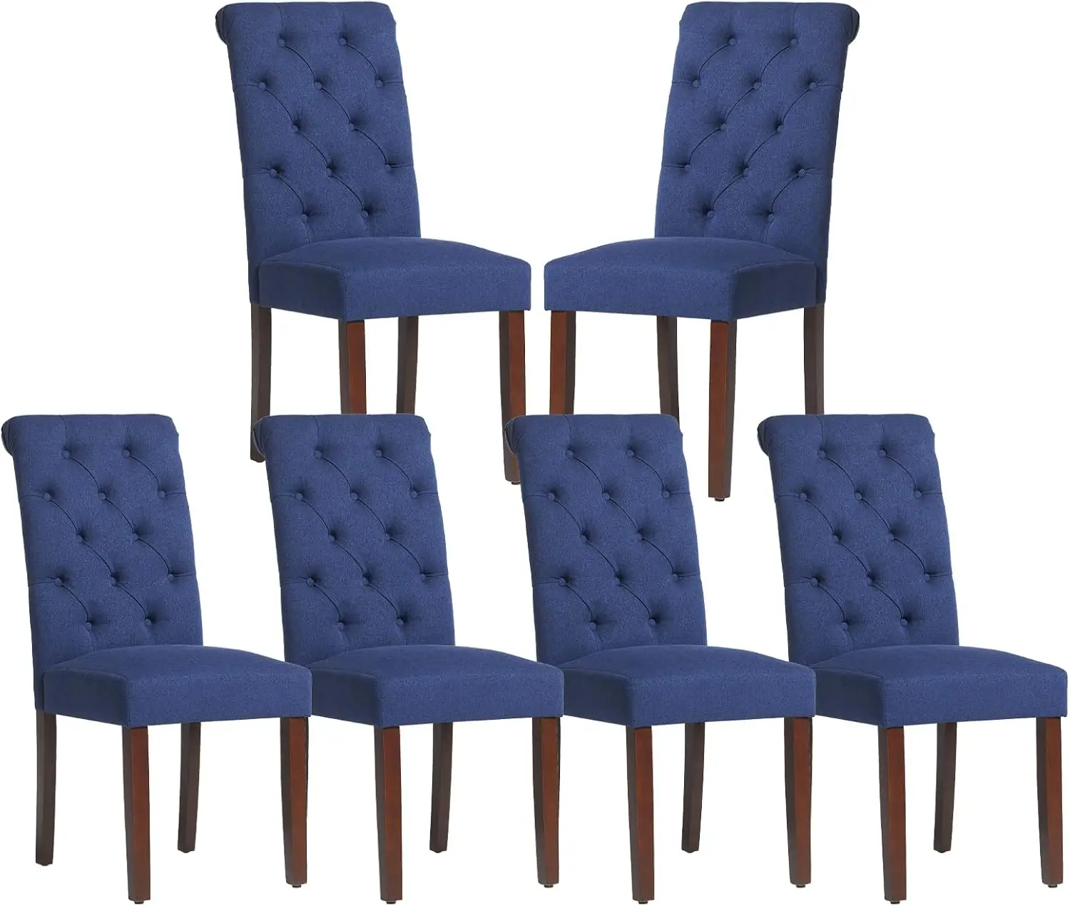 Colamy Button Tufted Dining Chairs Set Of 6, Parsons Upholstered Fabric Dining Room Chairs Kitchen Chairs With Wood Legs And