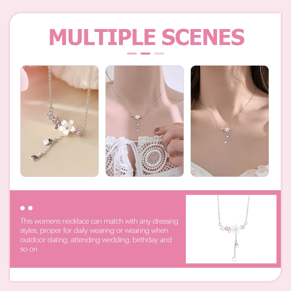 

Cherry Blossom Tassel Necklace Women Dainty Flower Chain Pendant Necklace Lightweight Aesthetic Jewelry for Daily Wearing