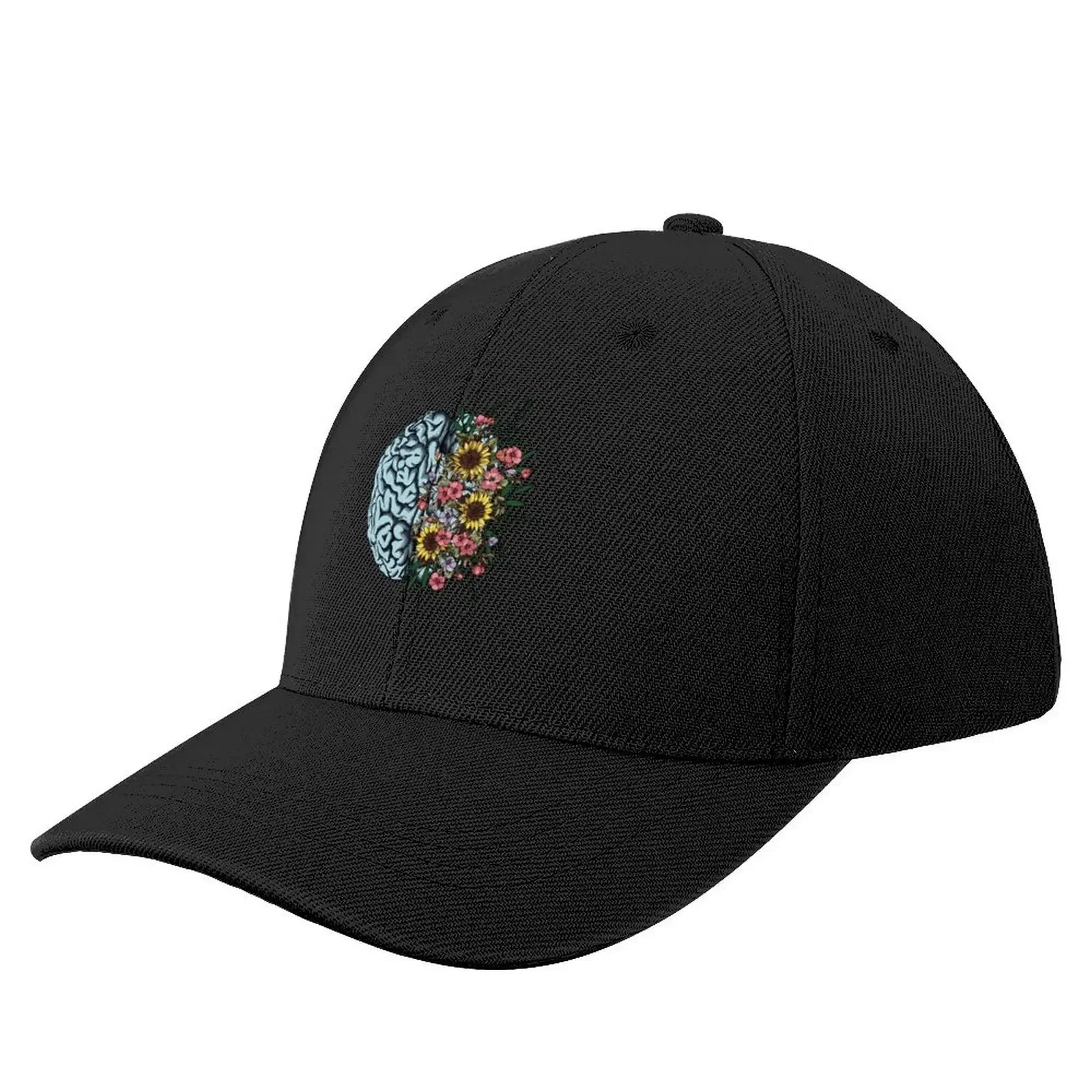 Blue Brain and flowers sunflowers, Positivity, creativity, right hemisphere brain, health, Mental,Cap Baseball Cap