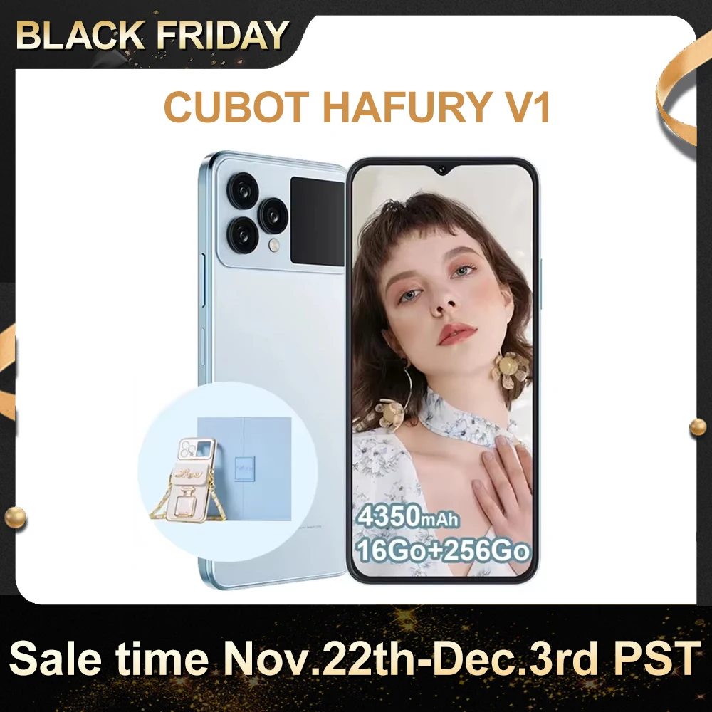 CUBOT HAFURY V1 Smartphone 16Go(8 + 8) 256go-4350mAh-Android 13-camera 64MP + 32MP-screen 6.58 FHD + - Face ID/Dual SIM/NFC/OTG