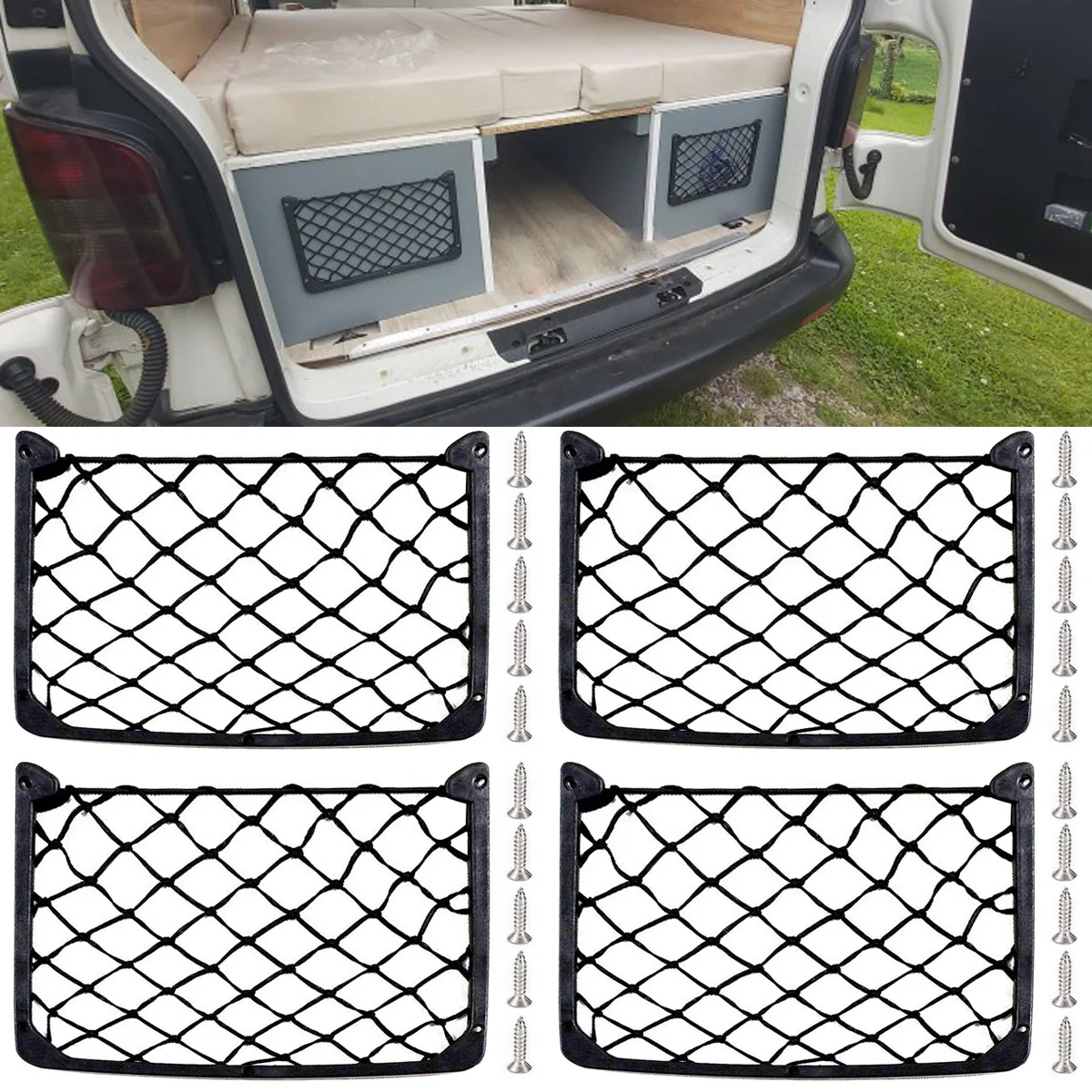 Stretch Mesh Net Pocket, Trunk RV, Motorhome, Organização de carga, Armazenamento para Ford Transit Connect, Custom Mk4, mk5, mk6, mk7, mk8