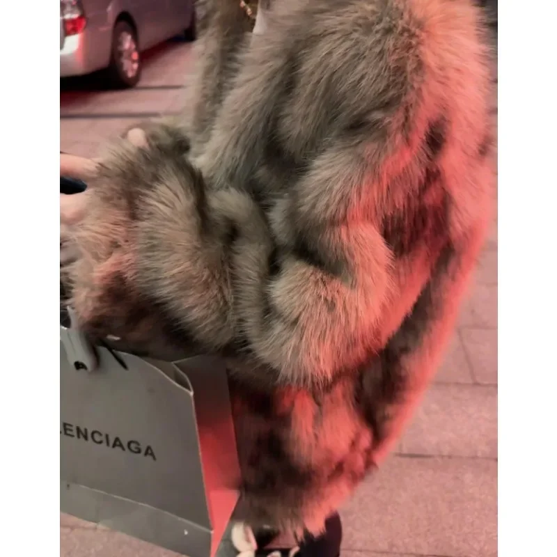 2023 Winter New Women Mid-Length Imitation Marten Overcoat Fashion Loose Warm Faux Fur Coat Female Temperament Casual Outcoat