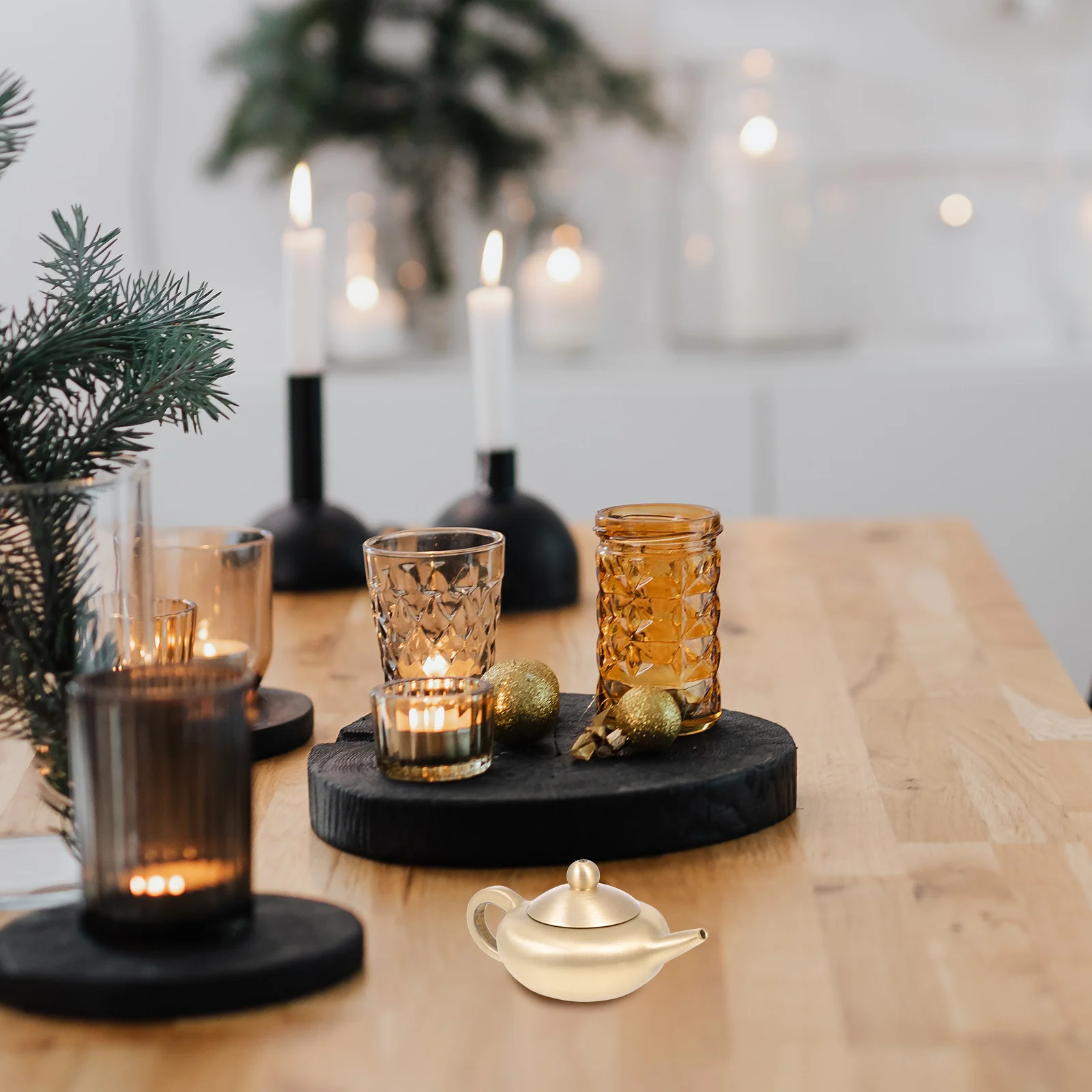 

Copper Teapot Ornament Exquisite Craftsmanship Creative Gift Home Decor Tabletop Adornment Mini Copper Teapot Desktop Decor