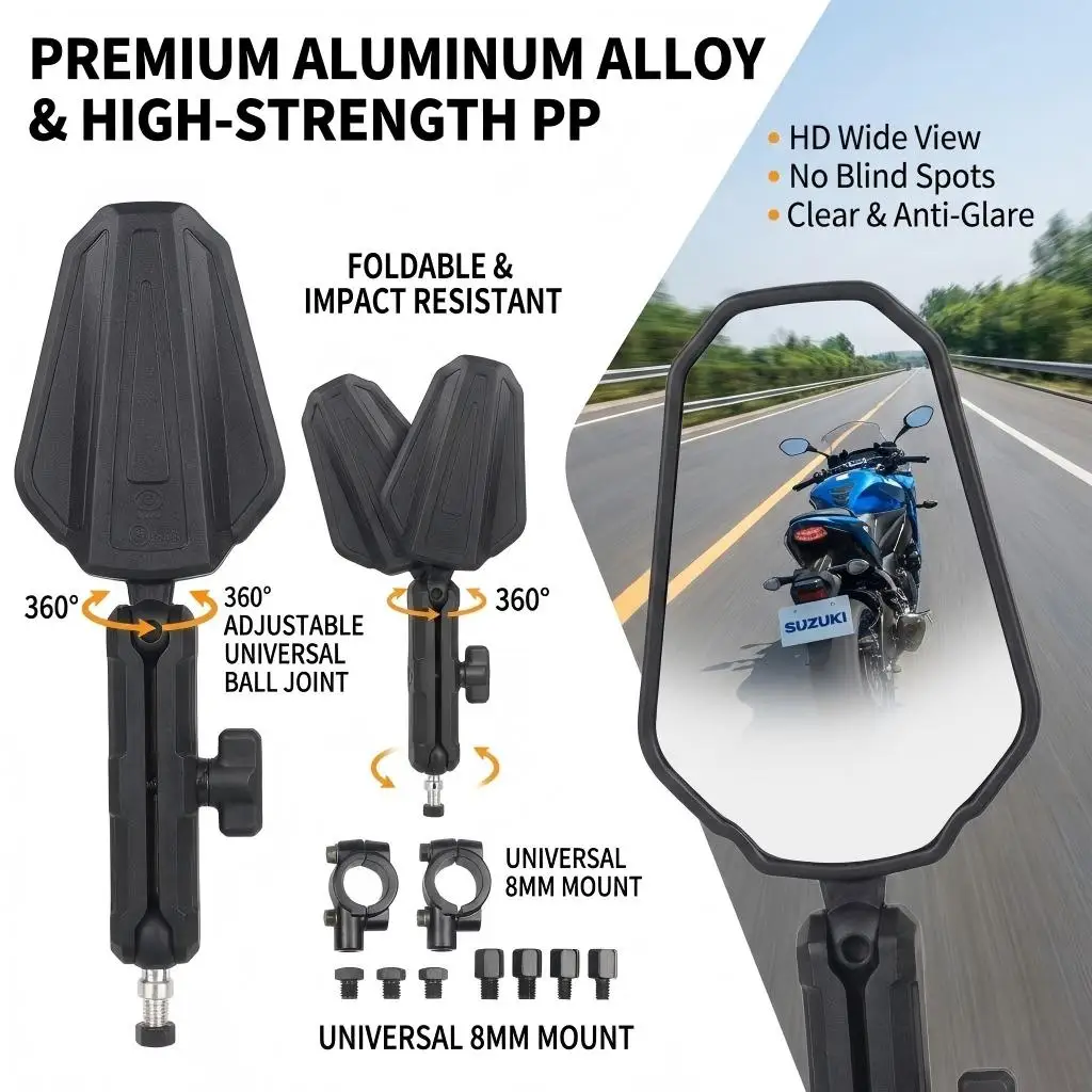 

Motorcycle Mirrors Angle Adjustable Folding Handlebar Side Mirror Westwind Road Handlebar Side Mirrors Motorbike Accessories