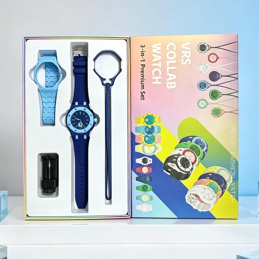 Conjunto de 4 Relógios de Bolso Masculinos, Relógio de Quartzo de Silicone Feminino, Relógio de Colar para Pendurar, Relógios Esportivos de Plástico para Estudantes, Presentes de Relógios de Pulso