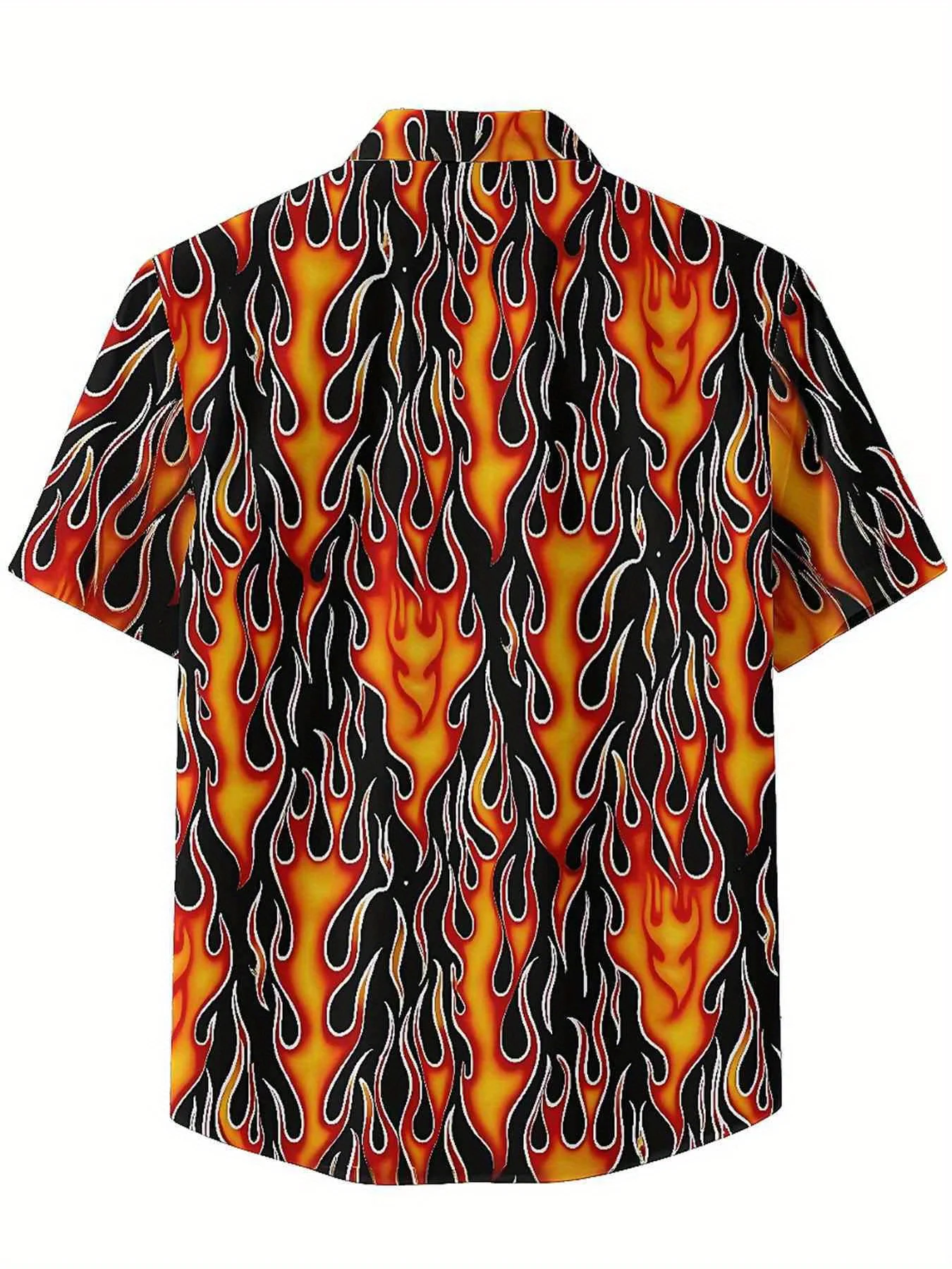 Men's Plus Size Hawaiian Shirts Flame Heart pattern, Unisex Aloha Shirts,New in Summer Tops Tee,streetwear
