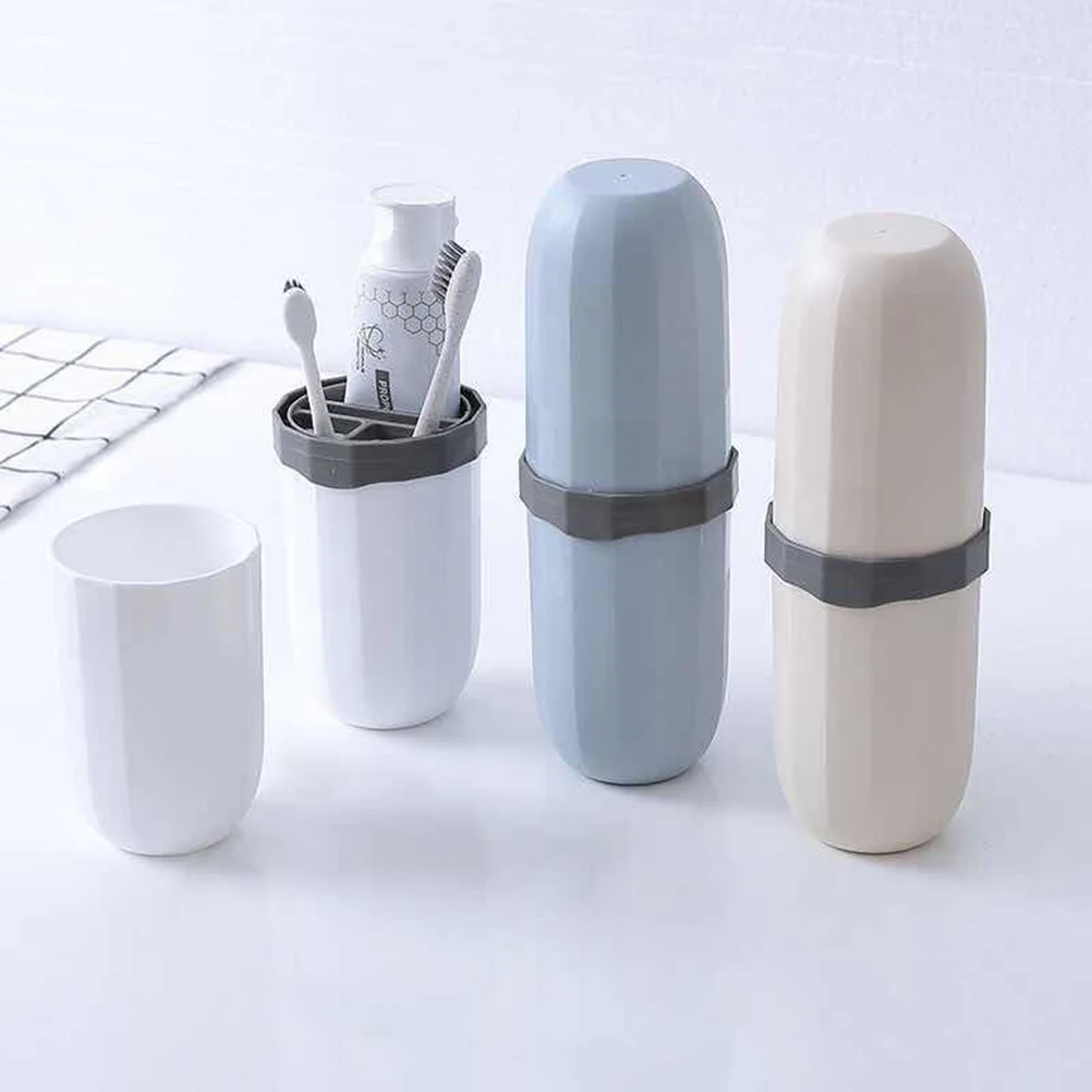 

2Pcs Portable Toothbrush Cup for Travel Small Toothbrush Box Holder Wash Case Organizer Compatible with Toothpaste and Comb Blue