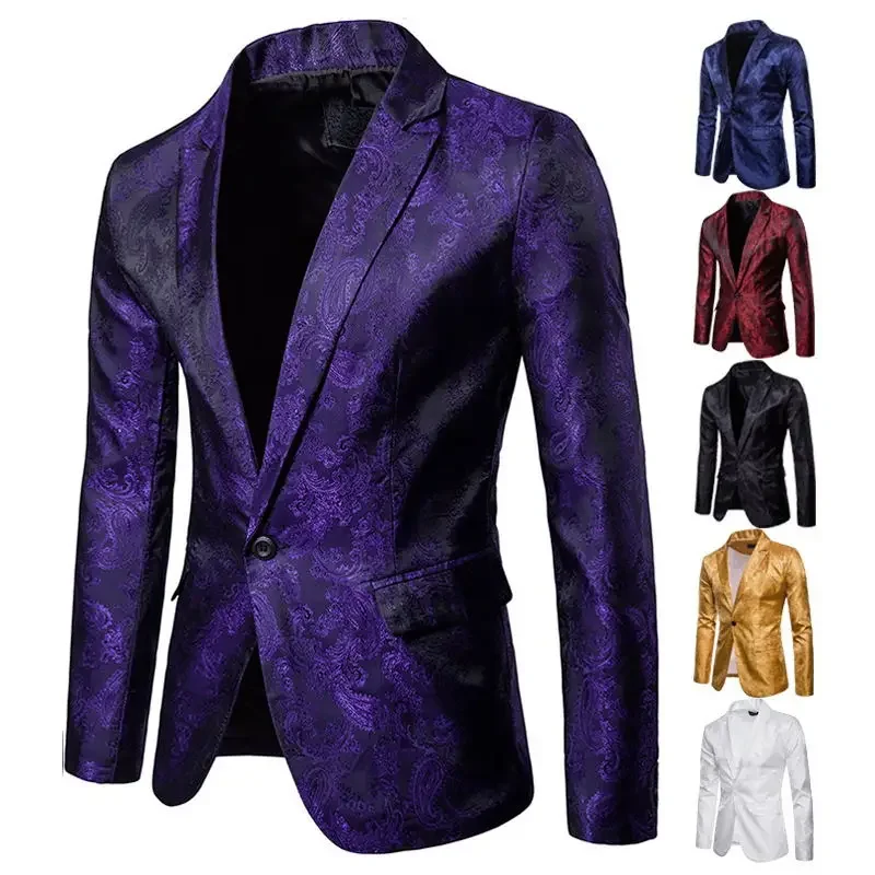 

2023 New European and American Performance Dress Trend Men's Suit Korean Casual Slim Nightclub Host Emcee Blazer European Size