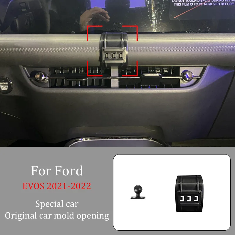 

For Ford Evos 2021-2022 Car Phone Holder Wireless Charger Automatic Clamping 360° Rotating Navigation Bracket