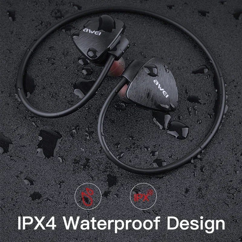 Awei A847BL Wireless Bluetooth Sport Earphones HD Sterep Sound Neckband With Microphone For IPX4 Waterproof Running Earphone