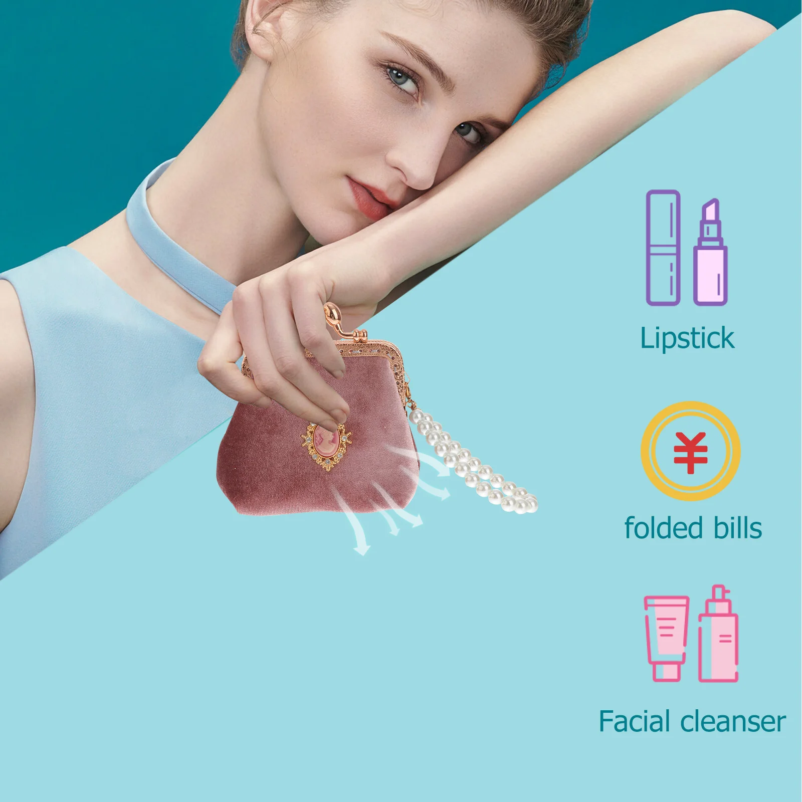 Girls Fashion Change Bag Palace Style Design Lightweight Durable Coin Pouch for Women Business Shopping Red