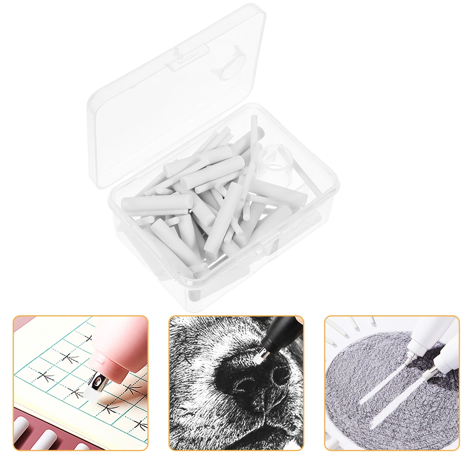 70 Pcs Erasers Refill Electric Sketch Smudge Tool Portable Replacement Core White Lead Pencils