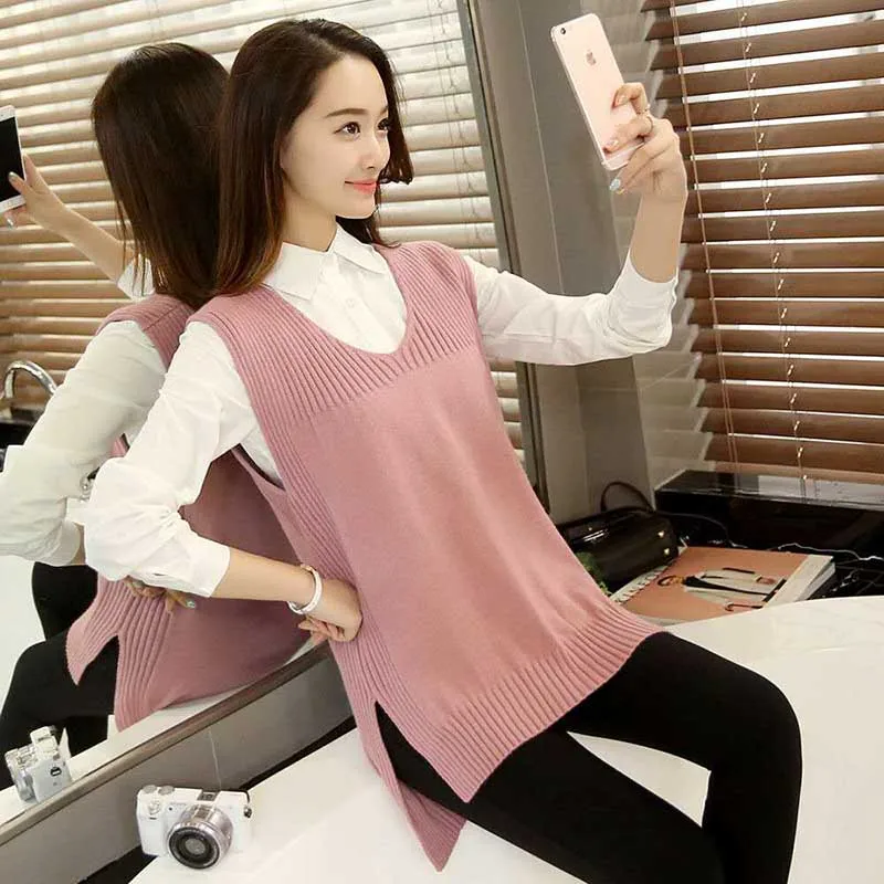 Fashion Solid Color Spliced Asymmetrical Vests Sweaters Women's Clothing 2024 Spring New Loose Casual Pullovers All-match Tops