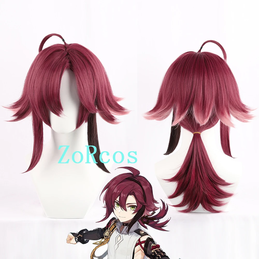 

Game Genshin Impact Shikanoin Heizou Cosplay Wig Costume Prop Shikanoin Heizou 55cm Gradient Dark Red Synthetic Halloween Wigs