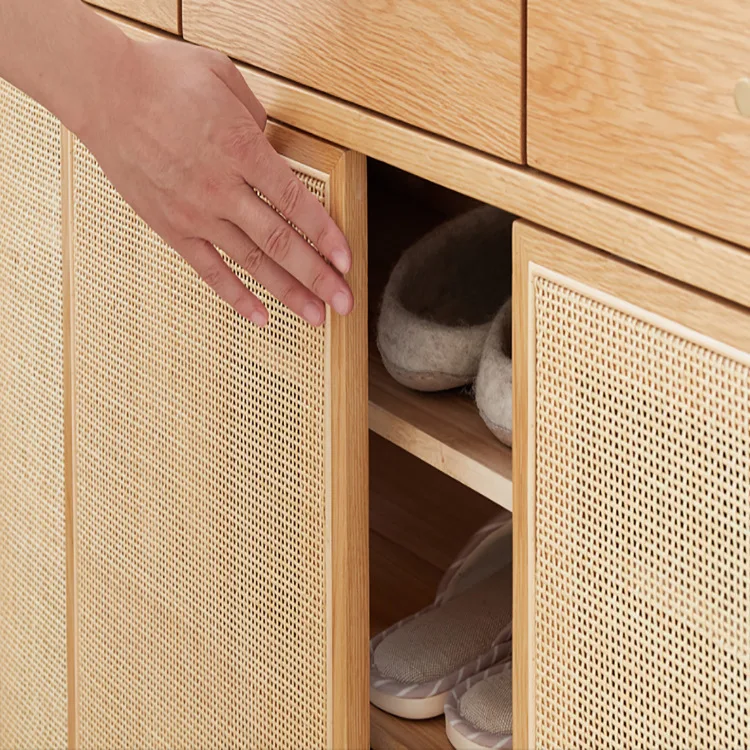 Шкаф для обуви из ротанга, простой входной шкаф для маленькой квартиры в японском стиле, цвет вишневого дерева, большая вместимость для хранения