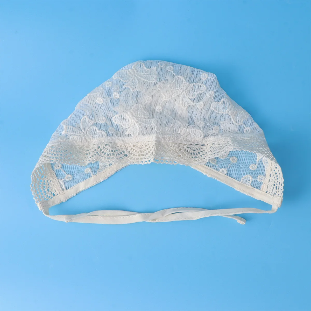 طفل الدانتيل قبعة Bowknot التعادل الدانتيل القطن تنفس قبعة الرضع حجم M أزهار لطيفة الديكور قبعة الطفل #3